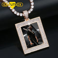 38mm Memory Pendant Cubic Zirconia Sublimation Necklace Gold Plated Iced Out Custom Photo Charm Necklace