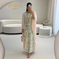 Hafizah 2026 Dubai Luxury Floral Embroidery Muslim Abaya Set With Kimono