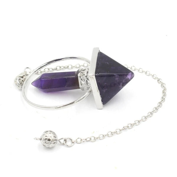 HZ Wholesale Folk Crafts Healing Stones Natural Crystal Pendulum Pyramid Amethyst Crystal Pendants