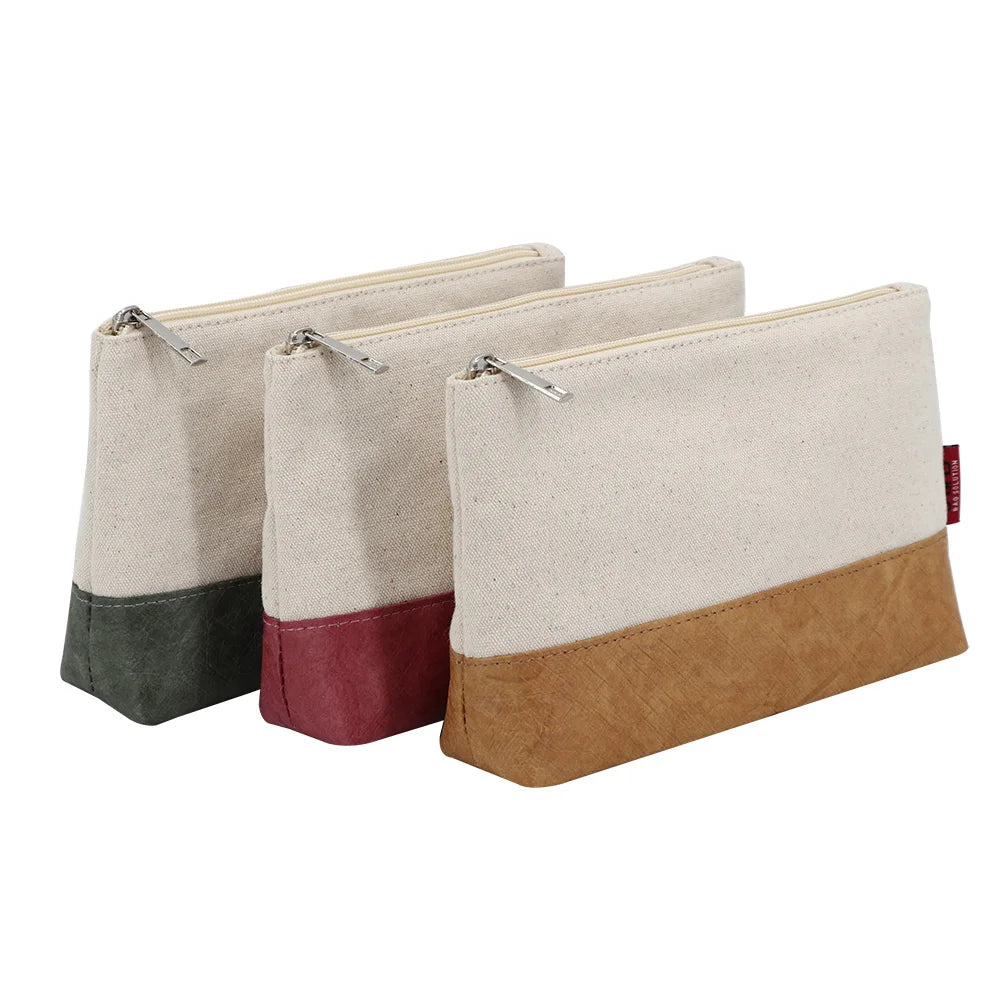 New Arrival Cotton Canvas Tyvek Cosmetic Zipper Pouch Custom Gadget Organizer Gift Pouch with Company Logo Printing