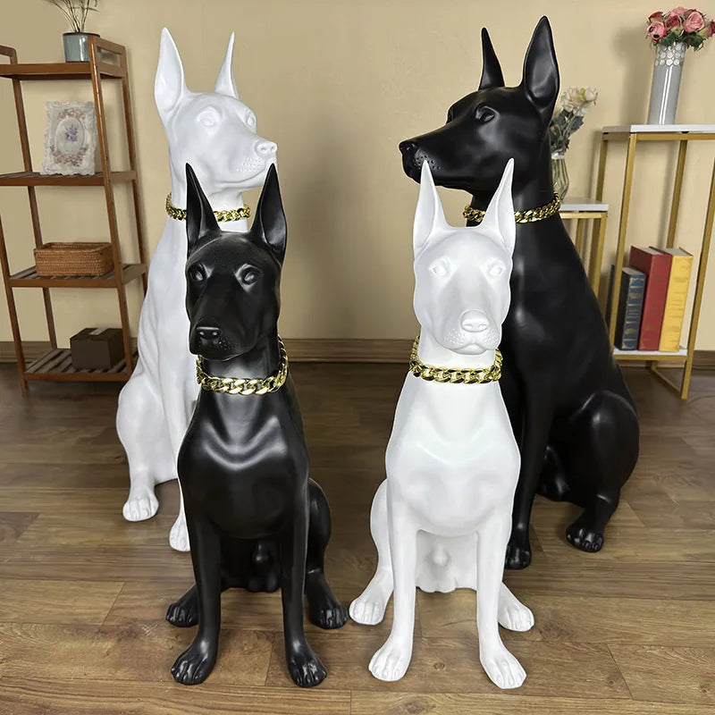 Home Living Room Decoration Watchdog Sculpture Doberman Pinscher Ornament Villa Garden Door Large Dog Sculpture