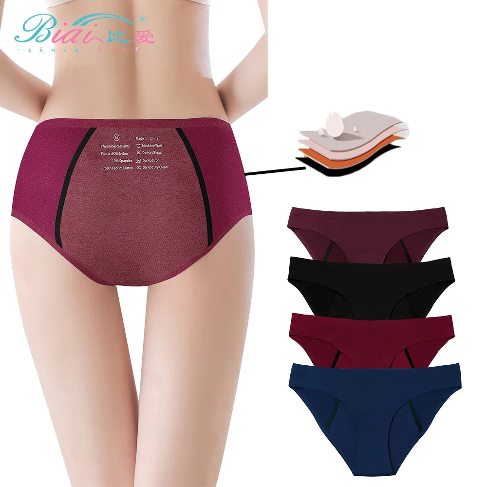 4-Layer Soft Seamless Breathable Menstrual Panties for Women Durable Reusable Ventilated Moisture Flow Period Underwear