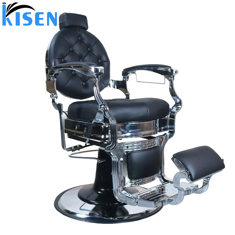 Kisen High End Wholesale Price Luxury Aluminum Frame Vintage Gold Hair Salon Furniture Barber Chair for Men