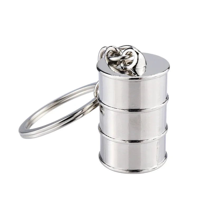 Hot Selling Gas Station Promotion Gift Keyring Oil Barrel Key Chain Creative Metal Oil Filling Keychain