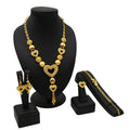 Jachon Dubai Gold Jewelry Sets for Women Heart Light Luxury Necklace Earrings Ring Bracelet Four-piece Jewelry Set