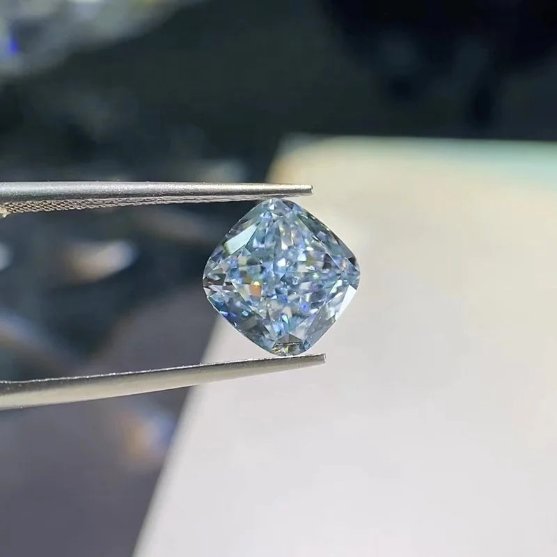Goldleaf Fancy Light Blue IGI Certificate Fancy Shape Loose Lab Diamond 3ct Cushion Cut Yellow VVS CVD Lab Grown Diamond