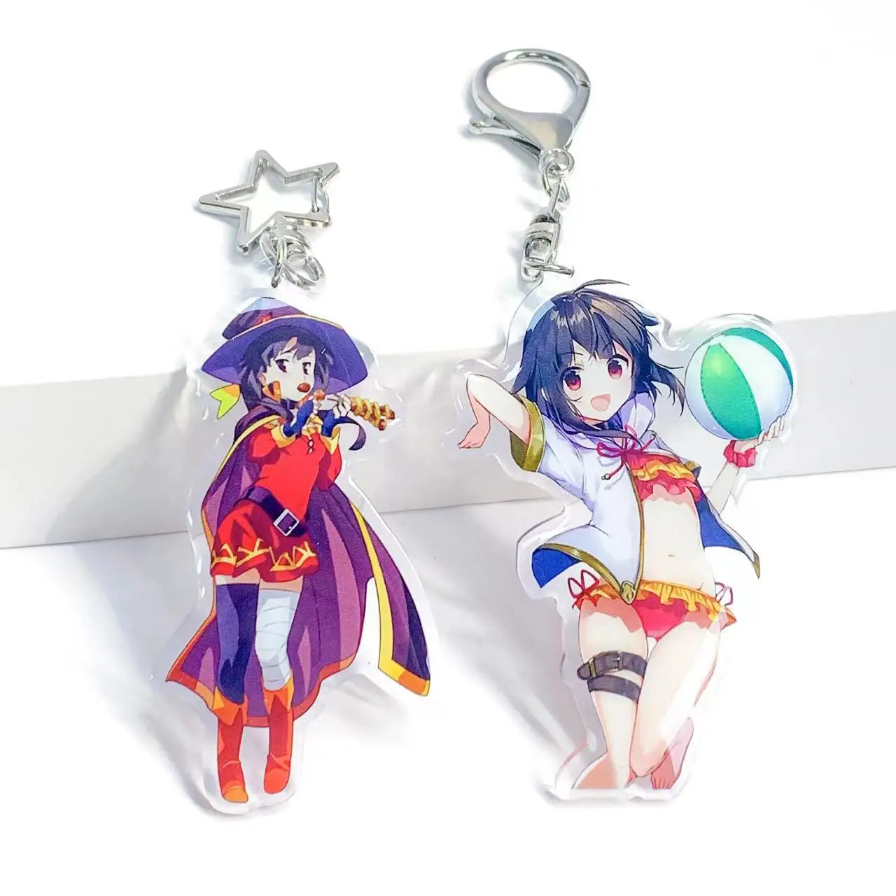 Custom Printed Eco-friendly Plastic Double Clear Epoxy Glitter Acrylic Keychain