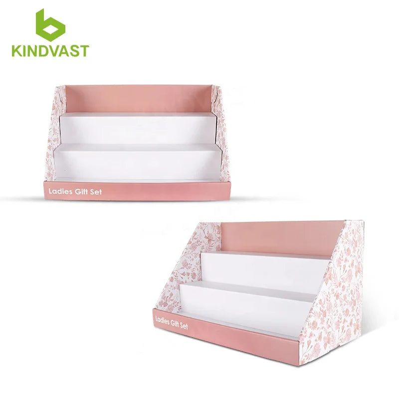 Retail Cardboard Gift Card Counter Display Stand 3 Step Conter Display Rack