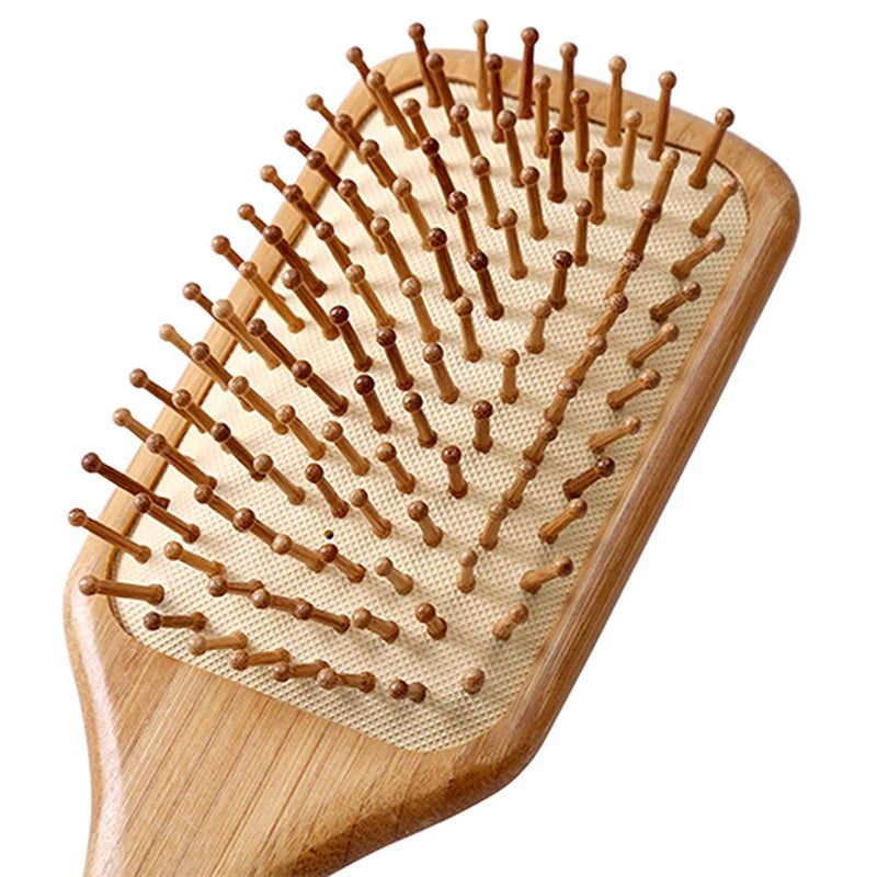 Wooden Paddle Detangler Comb Premium Bamboo Bristle Hairbrush for Anti-Static & Massaging Scalp