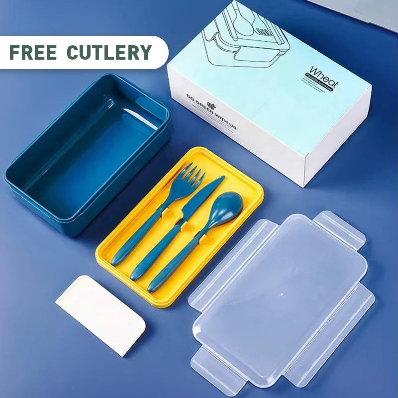 FANGYUAN Popular Free Packing Microwave Safe sealed Portable Plastic Kid Tiffin Boxes Compartment Lunch Bento Box with Flatware