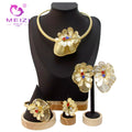 Hot Selling Luxury 18k Gold Plated Women's Jewelry Set Necklace for African Wedding Banquet Party Adorn Made Copper Material