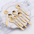 Creative Japanese Stainless Steel Golden Cherry Blossom Small Spoon Flower Spoon Dessert Coffee Stir