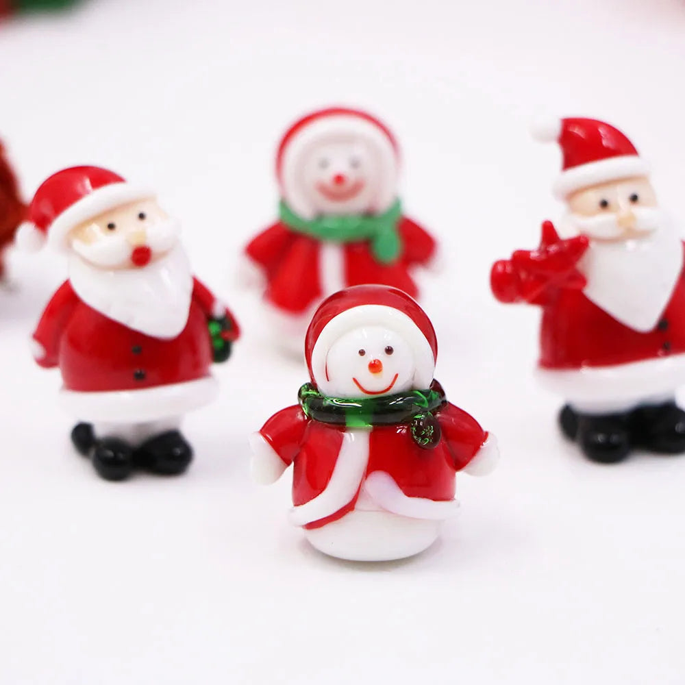 Customized 30mm Murano Lampwork Handmade Art Glass Santa Claus Snowman  Ornament for Christmas Holiday