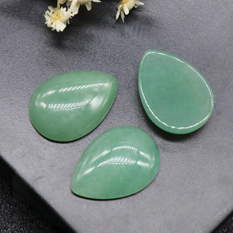 HZ Good Quality Natural Green Aventurine Stone Carved Gemstone Cabochon fit Pendant Rings making crystal chips