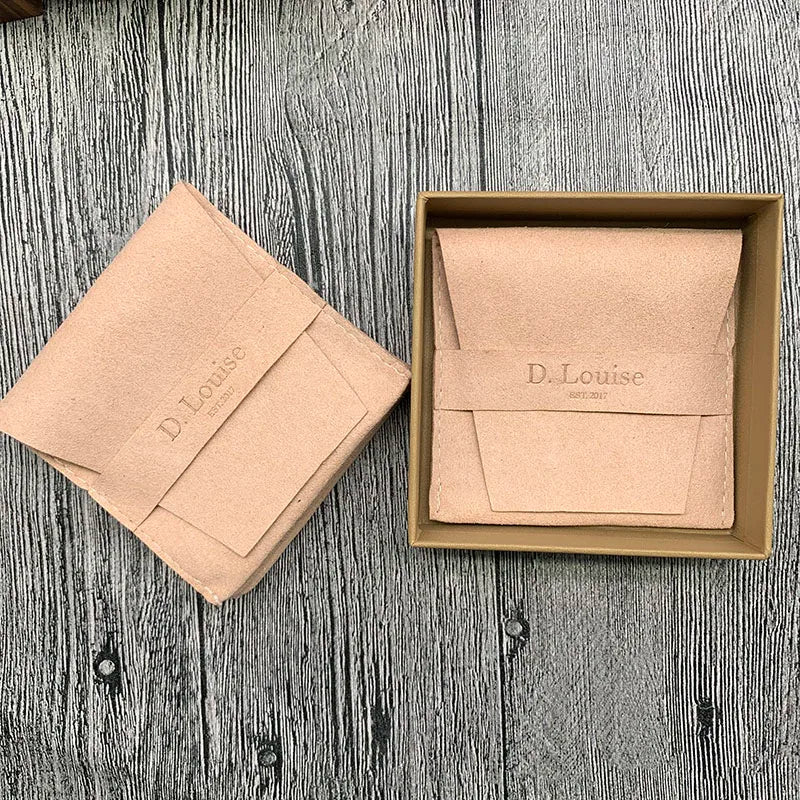Deboss logo Faux Suede Envelope Jewelry Pouches and Box