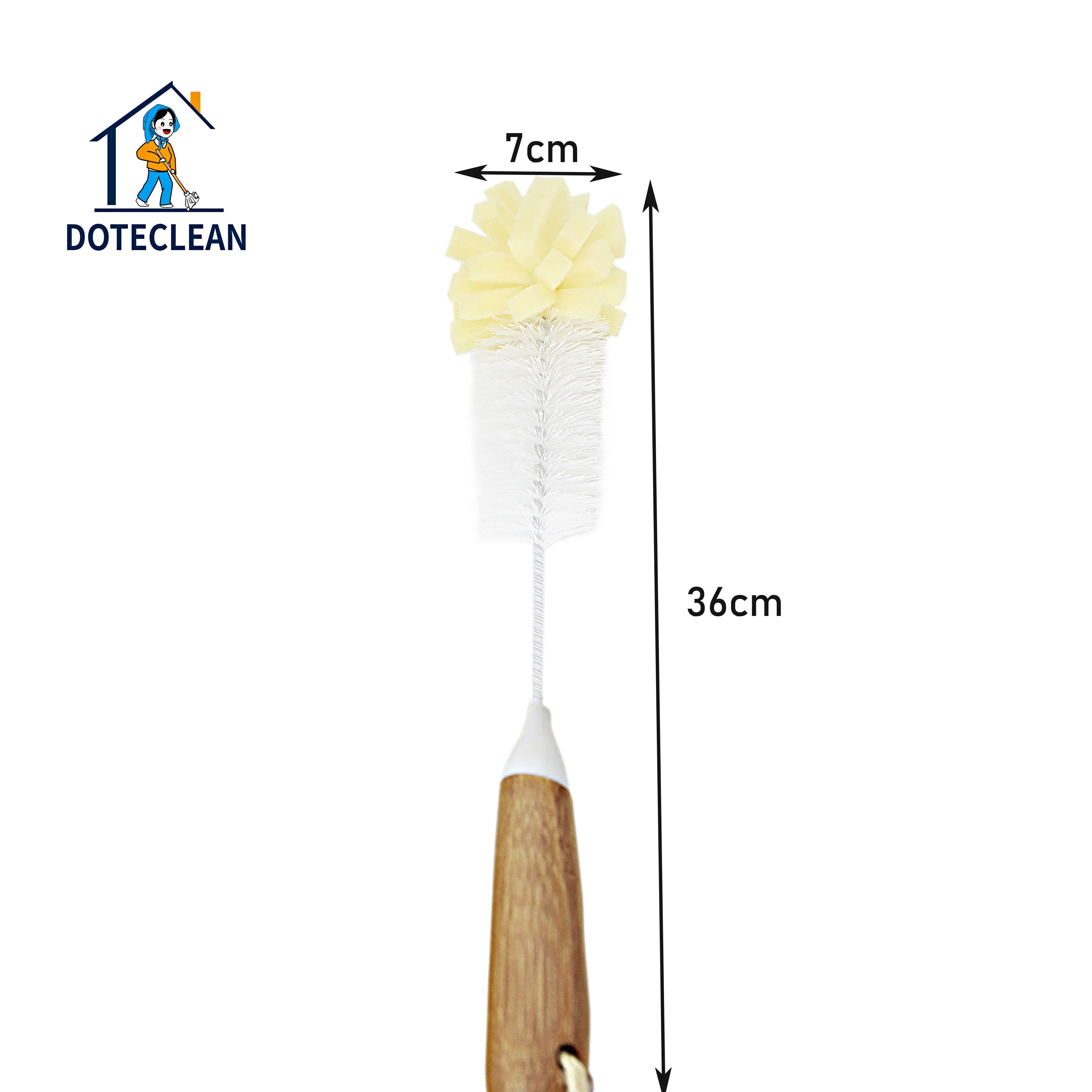 Nature 360 Degree Rotating Baby Bottle Plastic Cleaning Brush Long Handle Sponge Bottle Brush PET Bristles 1pc/opp Bag Made PP