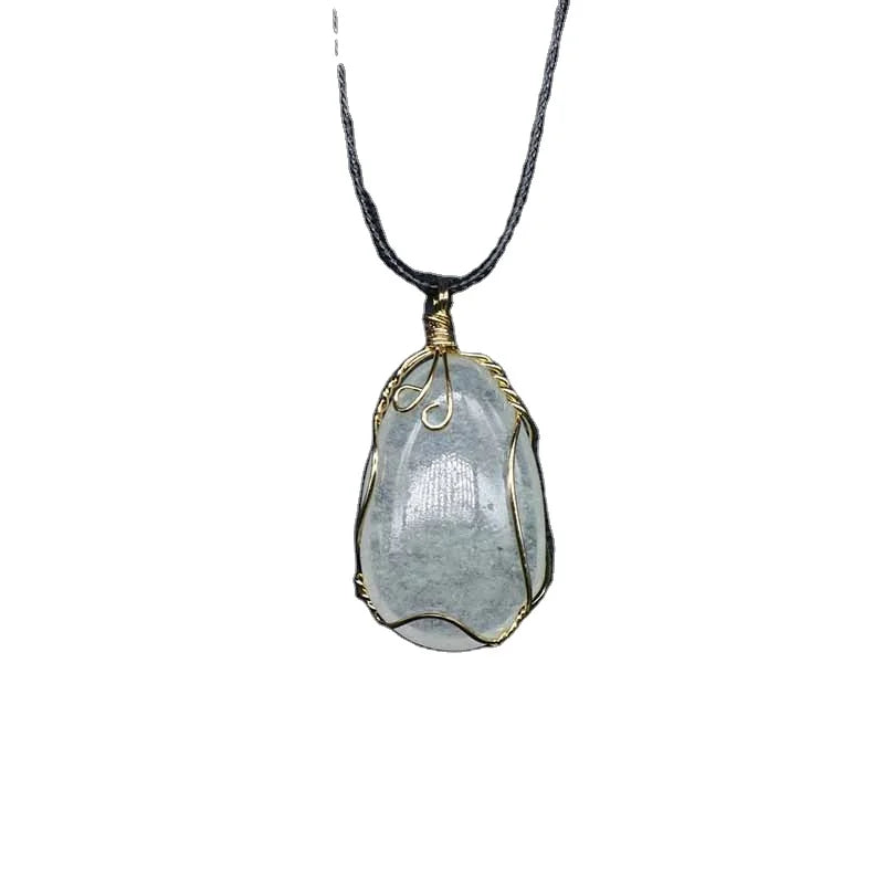 2026 HZ Factory direct Quartz Agate Semi-Gem Water Drops pendant Watermelon Green Stone Necklace for lover