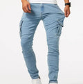 Wholesale Men Denim Side Pocket Outdoor Jeans Zipper Pencil Cargo Pants Men's Clothes Casual Trousers Casual Jeans
