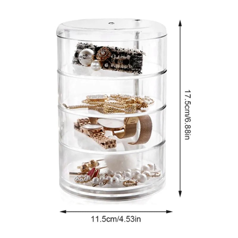 360 Rotating Transparent Acrylic Organiser Cosmetic Storage Box Drawer Holder Jewellery Case Box Multi-Layer Makeup Box