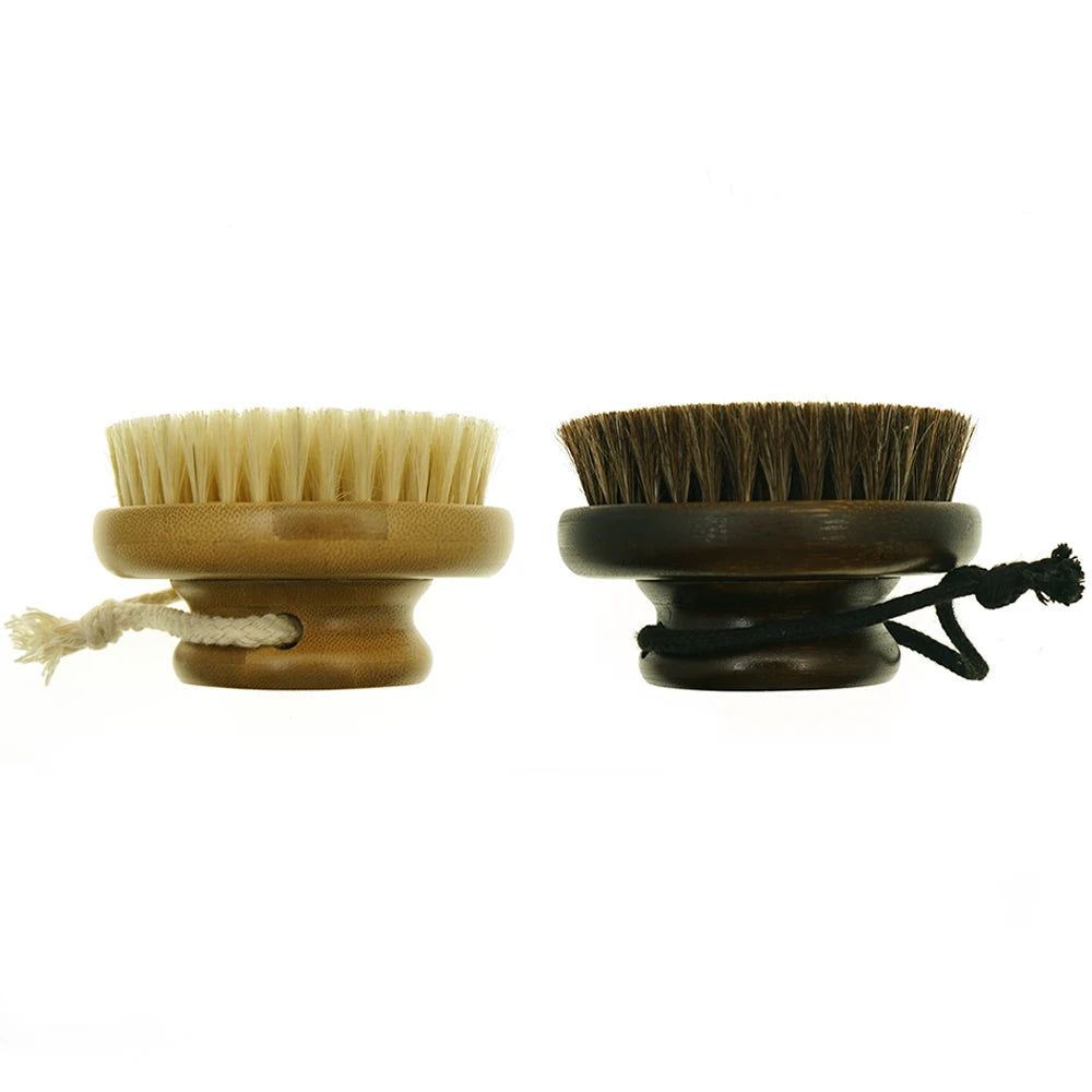 Custom Round Body Brush Natural Wooden and Horse Bristle Dry Body Brush Clean Skin Exfoliation Bath Brush