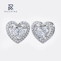 Rochime Designer love Heart halo Cz Diamond  Stud Earrings  925 Sterling Silver Rhodium Plated Zircon Fine Jewelry for Girls