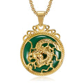 Stainless Steel Hot Loong Dragon Pendant Necklace Alloy Dragon Green Jade 18K Gold Silver 2024 Wholesale Price