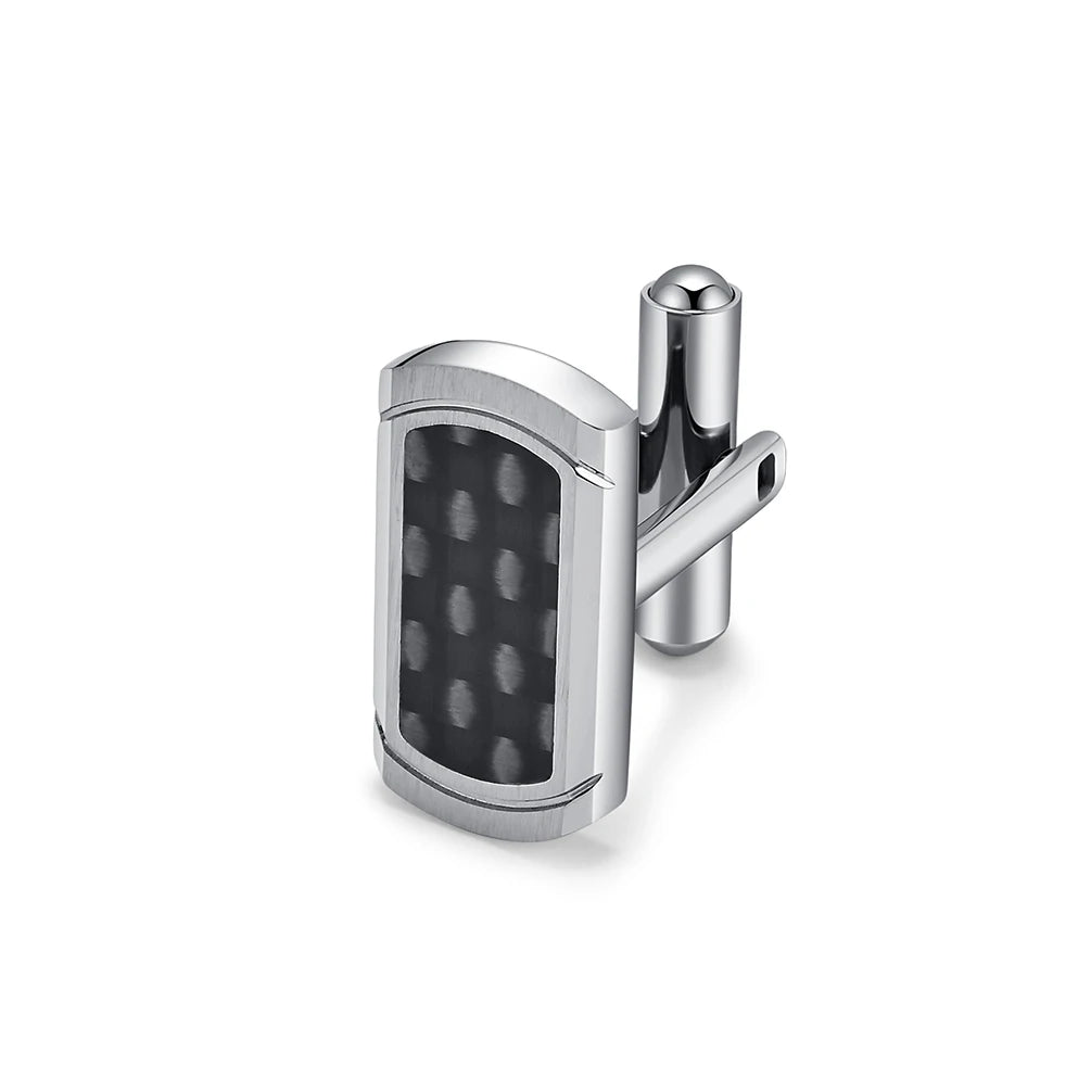 Alin Customized Classic Carbon Fiber Stones Setting  Gold 316L Stainless Steel Cufflinks Findings  for Men