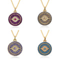Creative Personality Iced Out Diamond Round Evil Eye Necklace Female Niche Design Clavicle Necklace