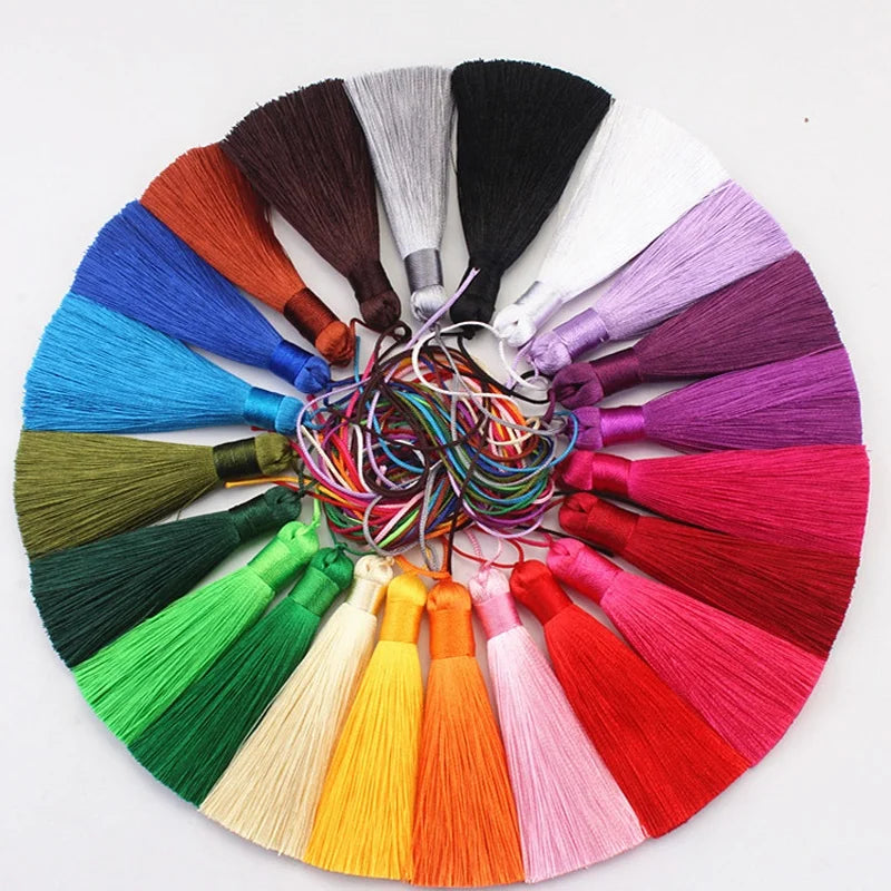 8cm Silk Tassel Fringe Keychain for Home Textile Cellphone & Party Bag Decoration for Garment & Curtain Tassel Decor