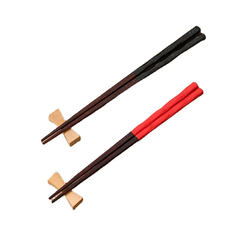 New Creative Red and Black Gold Chopsticks Pointed Japanese Chopsticks Couple Gift Boxed Couple Chopsticks for Home Kitchen