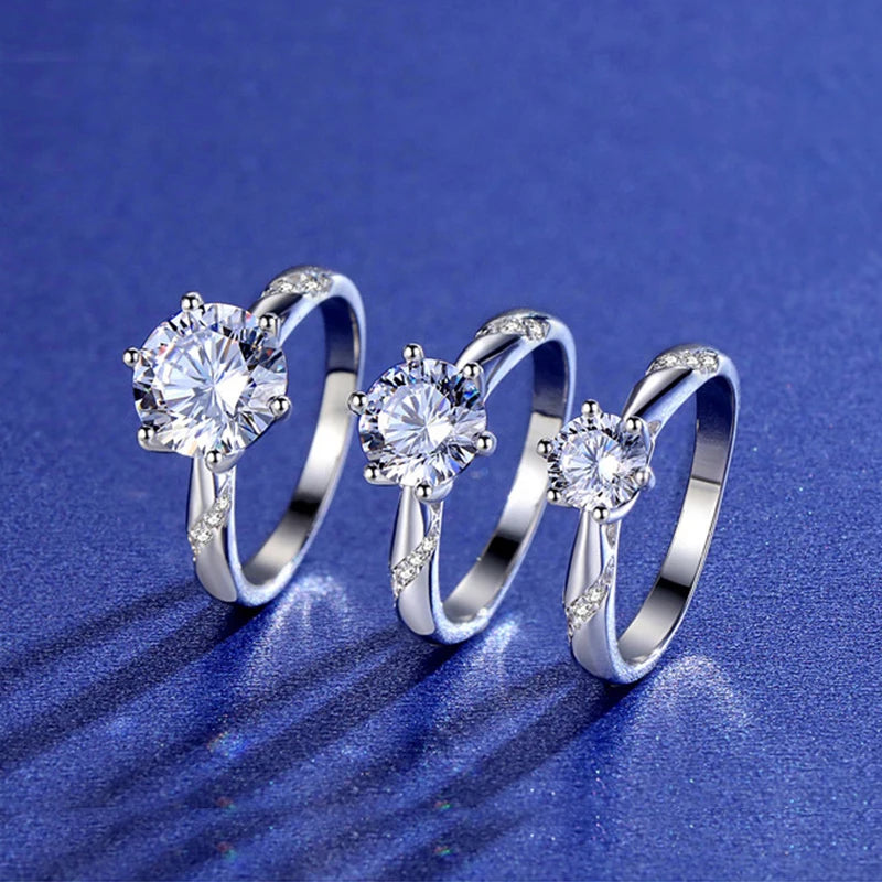 Hot Trendy Engagement Diamond Ring 925 Sterling Silver Moissanite Jewelry 0.5ct/1ct/2ct/3ct Classic Six Claw Engagement Rings