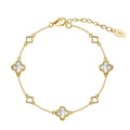 Rinntin GMB68 14K Gold Plated Polished Natural Shell Pearl Adjustable Size 925 Sterling Silver Chain Bracelet for Women