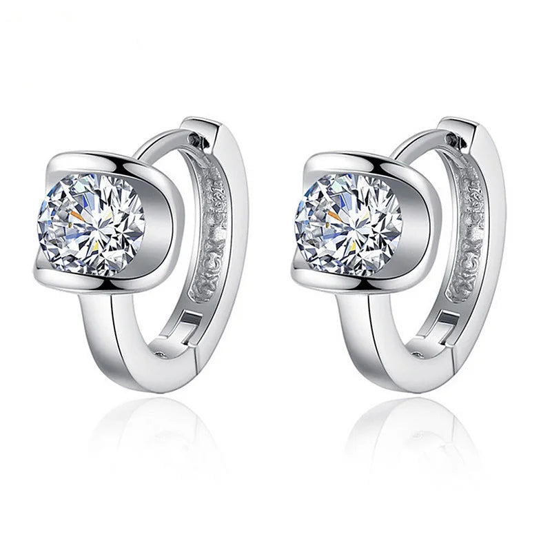 Korean Micro Pave Cz Sterling Silver Stamped 925 Huggie Earrings by Moyu