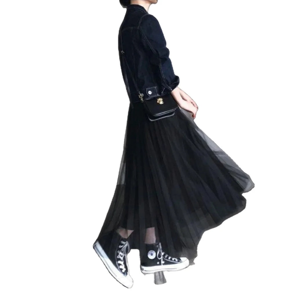 Wholesale New Fashion Ladies Long Skirts Tulle Layer High Waist Mesh Skirt Women