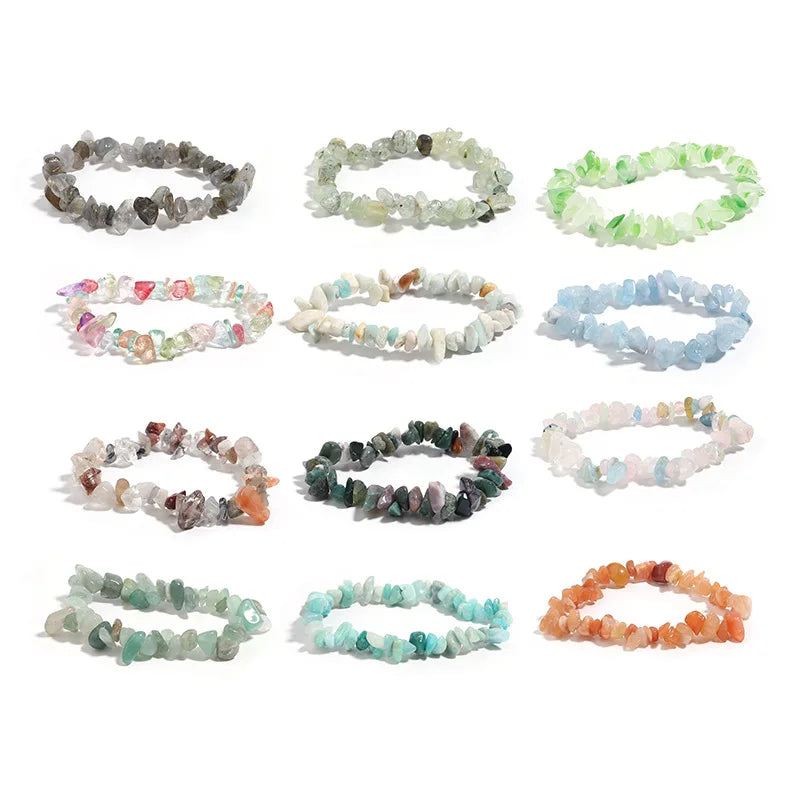 New Handmade Natural Stone Irregular Natural Crystals Stone Bracelet Beads Chips Jewelry Bracelets
