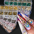 12Gird 3D Glass AB Crystal Nail Rhinestones Kit Flatback Mixed Shape Charm Gem Stones Jewelry Diamond for Nail Art Decoration