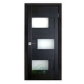 Modern French Villa Exterior Solid Wood Swing Entry Door with Frosted Triple Pane Glass Manual Anti-Theft