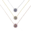 Lucky Theme Jewelry 925 Sterling Silver 3A Cubic Zircon Hamsa Eye Pendant Necklace