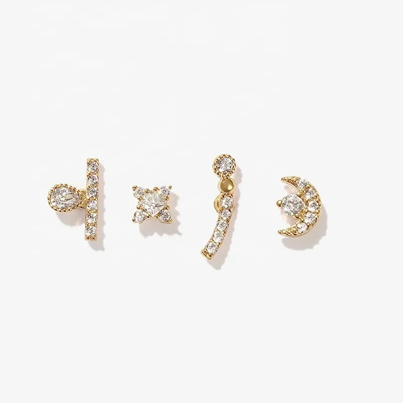 LOZRUNVE Bohemian Gold Jewelry Fashion Dainty Stud Earring Sterling Silver 925
