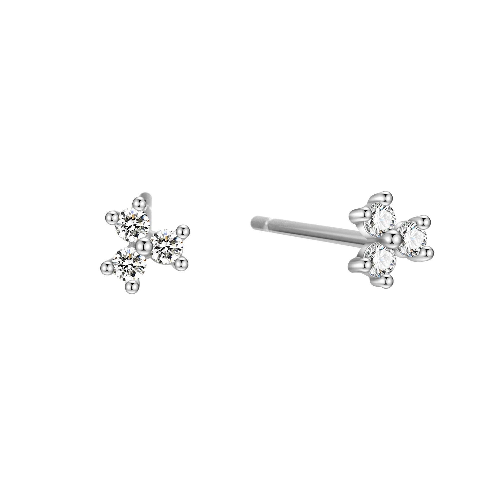 Simple Tiny Stud 925 Sterling Silver Flower CZ Small Geometric Earrings Set for Women Girl Fine Jewelry Wholesale Bulk