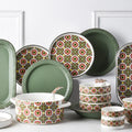 Bohemian Style China Boho Lattice Pattern Vintage Retro Style Printed Red Green Blue Ceramic Dinnerware Tableware Set