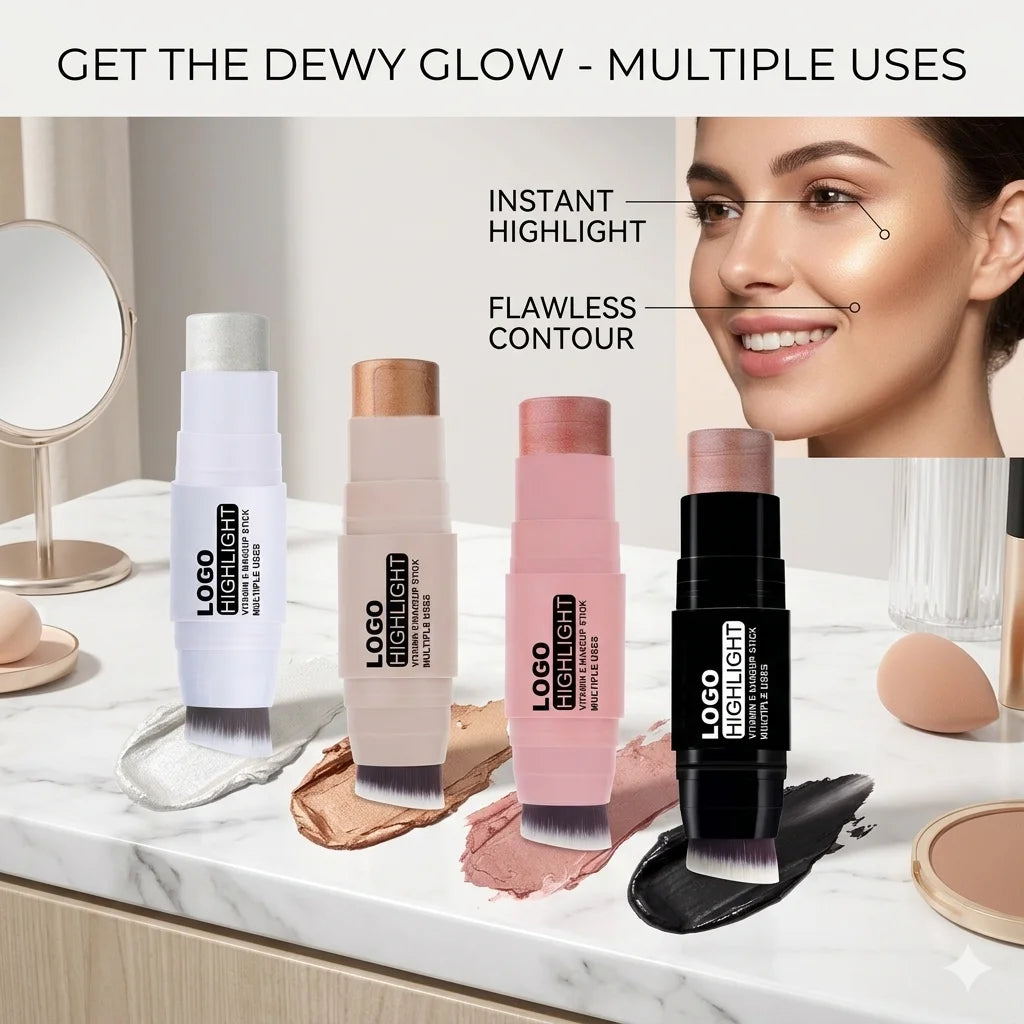 Custom Privtate Label High Quality Cream Highlighter Stick Long Lasting Brightening Non-Caking Highlighter Makeup