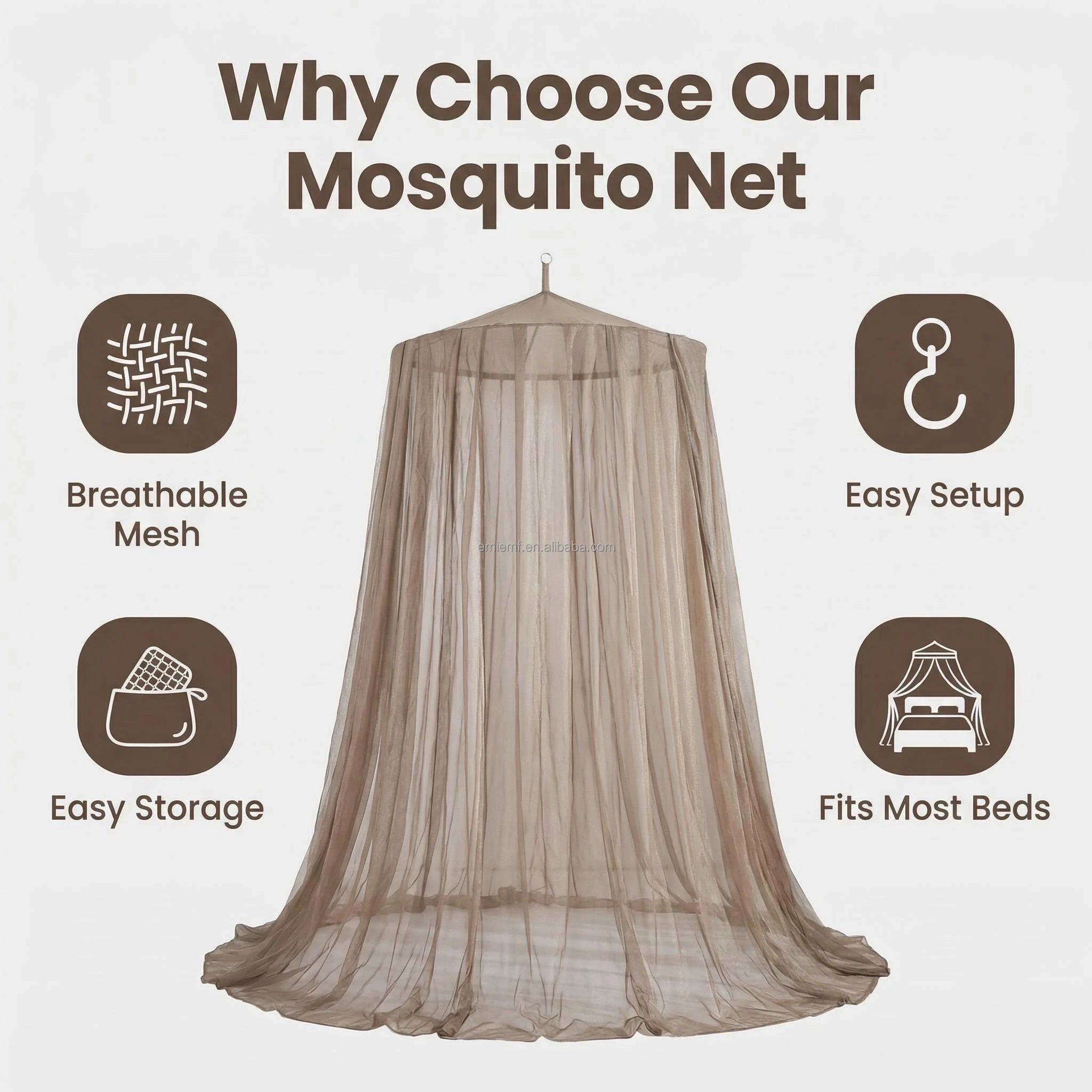 100% Silver Fiber Mosquito Net -  Anti-Radiation & Anti-Bacterial EMF Protection Canopy for Home/Outdoor Use