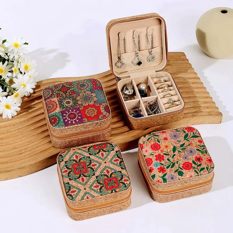 Wholesale Jewelry Packaging Retro Pastoral Style Mini Portable Leather Jewelry Storage Box for Girl Gift Travel Jewellery Box