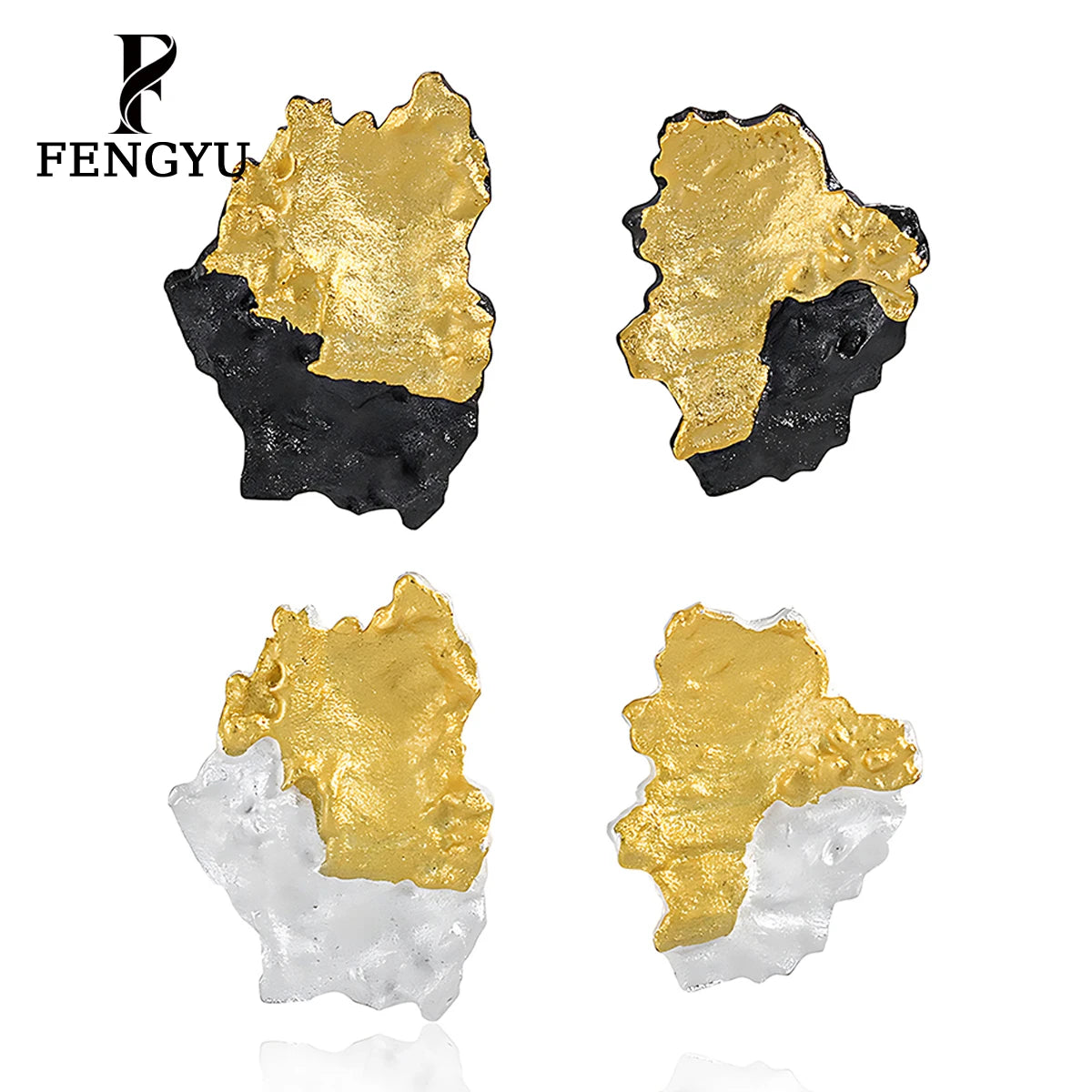 Trend Irregular Stud Earrings for Women 925 Sterling Silver Fashion Two Tone Earring Custom Designer Fine Jewelry Wholesale