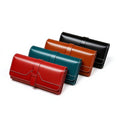 Vintage Long Design Trifold Wax Genuine Leather Card Holder Wallet Women