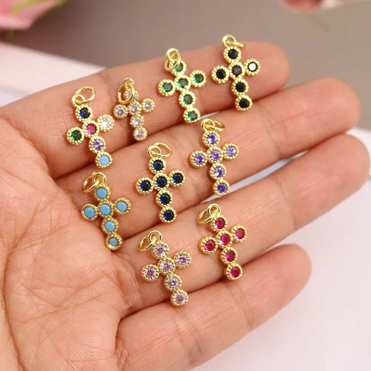 CZ8769 Tiny Little Mini Minimalist Cz Diamond Zircon Paved Cross Pendant Charmcubic Zirconia Christian Religion Jewelry Supply