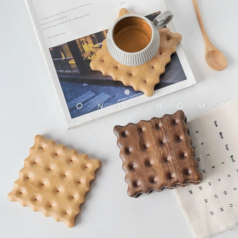 Premium Solid Wood Cookie Shaped Cup Coaster