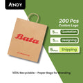 Luxury Eco-friendly Durable Kraft Paper Gift Bag Custom Printed Logo for Shoes & Clothes Shopping Complete with Ribbon Handles