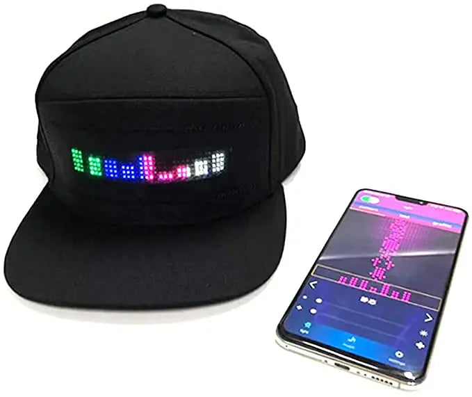 Animated Blue Tooth Led Sign Hat Hip Hop Street Dance Party Parade Sunscreen Hiking Night Running Fishing Cap Gift